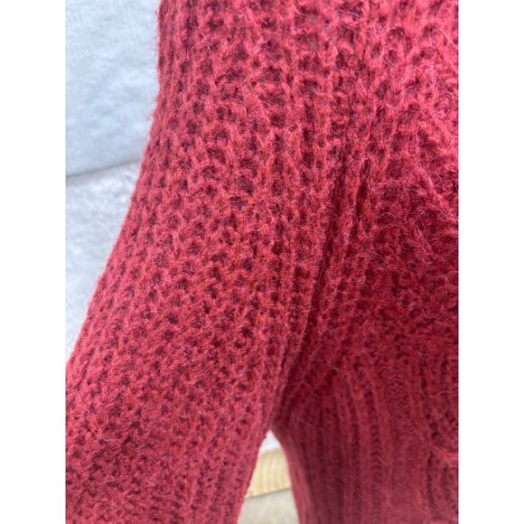 Elsamanda Made in Italy Alpaca Blend Open Knit Sweater Large Red Mohair  NWT - Picture 6 of 10